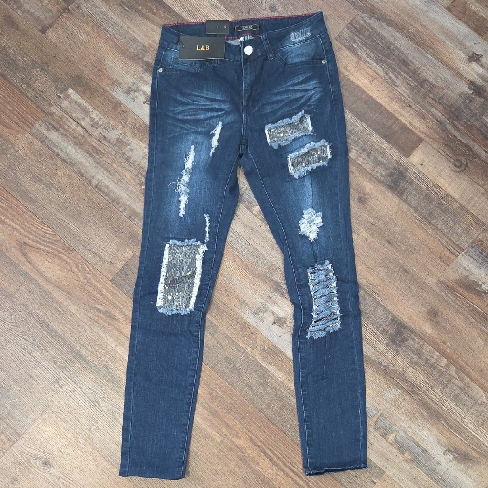 L&B Dark Blue Ripped Skinny Jeans
